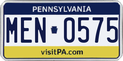 PA license plate MEN0575