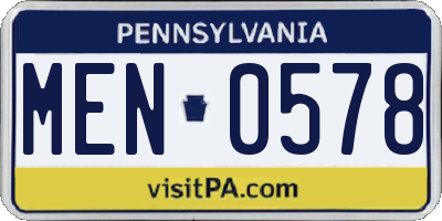 PA license plate MEN0578
