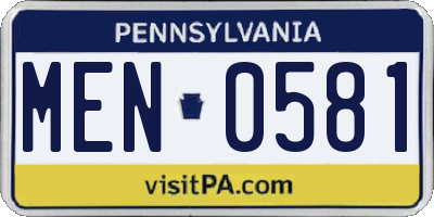 PA license plate MEN0581