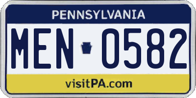 PA license plate MEN0582
