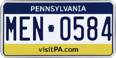 PA license plate MEN0584