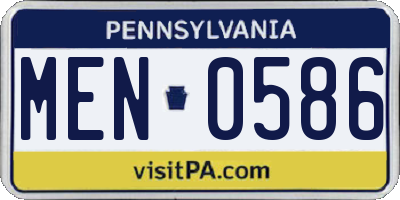PA license plate MEN0586