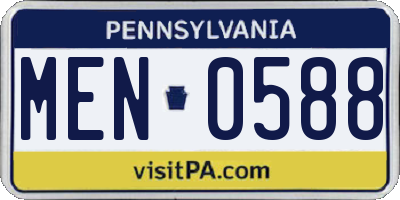 PA license plate MEN0588