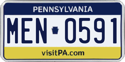 PA license plate MEN0591