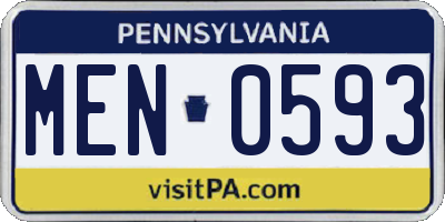 PA license plate MEN0593