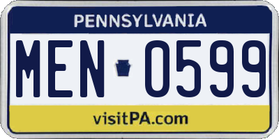 PA license plate MEN0599