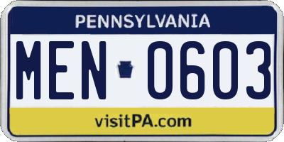 PA license plate MEN0603