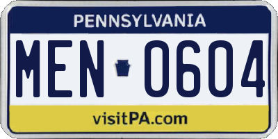 PA license plate MEN0604