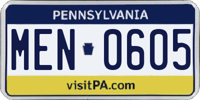 PA license plate MEN0605