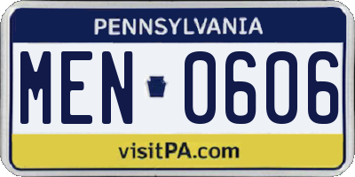 PA license plate MEN0606