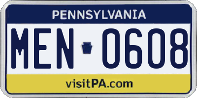 PA license plate MEN0608
