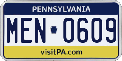 PA license plate MEN0609