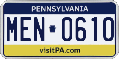 PA license plate MEN0610