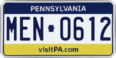 PA license plate MEN0612