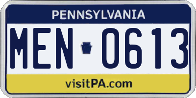 PA license plate MEN0613