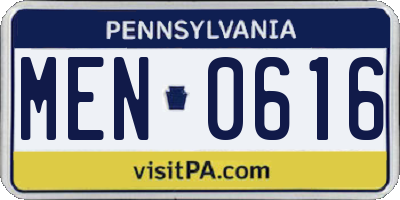 PA license plate MEN0616