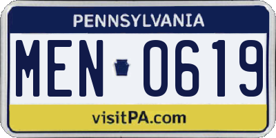 PA license plate MEN0619