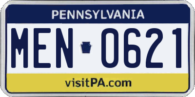 PA license plate MEN0621