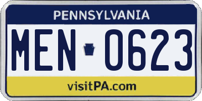 PA license plate MEN0623