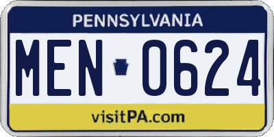 PA license plate MEN0624