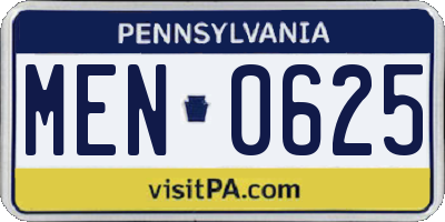 PA license plate MEN0625