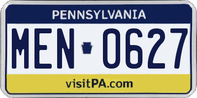 PA license plate MEN0627