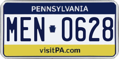 PA license plate MEN0628