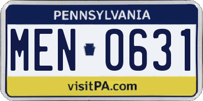 PA license plate MEN0631