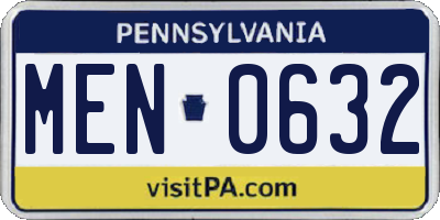 PA license plate MEN0632