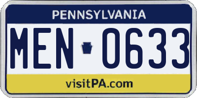 PA license plate MEN0633