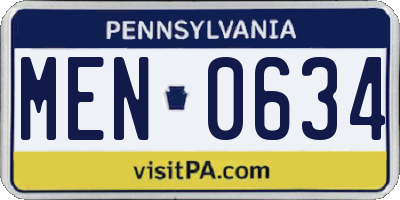 PA license plate MEN0634