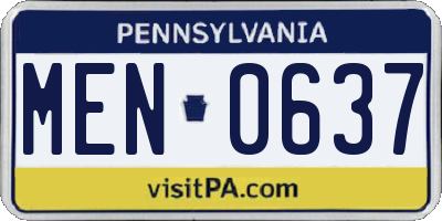 PA license plate MEN0637