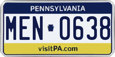 PA license plate MEN0638