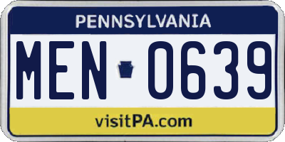 PA license plate MEN0639