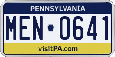 PA license plate MEN0641