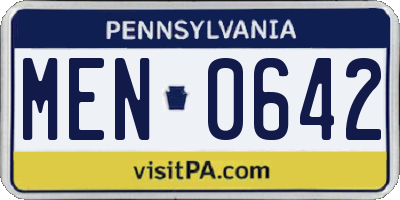 PA license plate MEN0642
