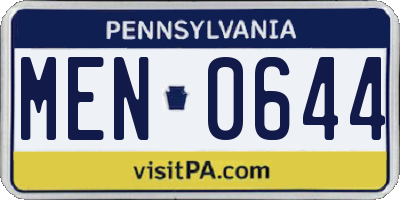 PA license plate MEN0644