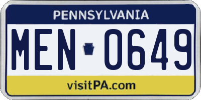 PA license plate MEN0649