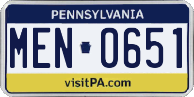 PA license plate MEN0651