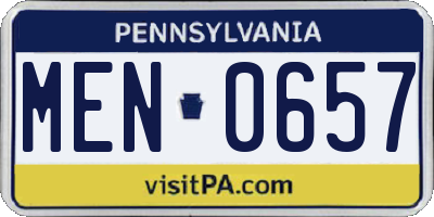 PA license plate MEN0657