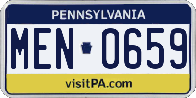 PA license plate MEN0659
