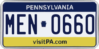 PA license plate MEN0660