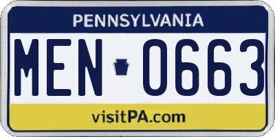 PA license plate MEN0663