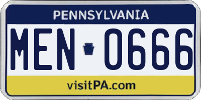 PA license plate MEN0666