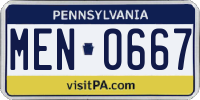 PA license plate MEN0667