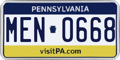 PA license plate MEN0668