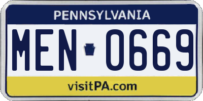 PA license plate MEN0669