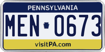 PA license plate MEN0673