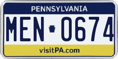 PA license plate MEN0674