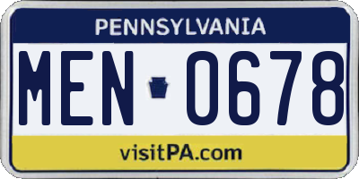 PA license plate MEN0678